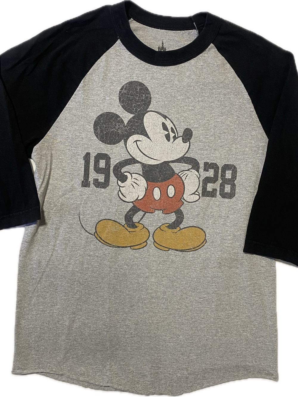 Disney Gray & Black Raglan Mickey 1928 Graphic Tee
